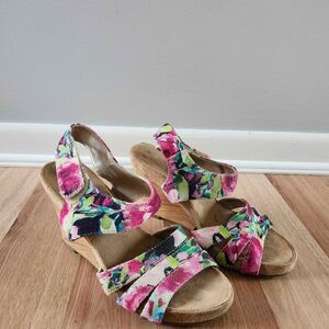 Floral Wedge Heels Womens 7